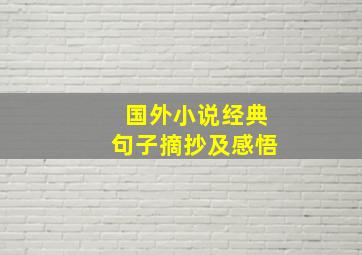 国外小说经典句子摘抄及感悟