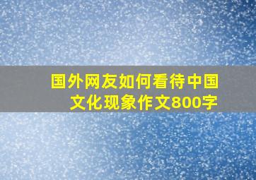 国外网友如何看待中国文化现象作文800字