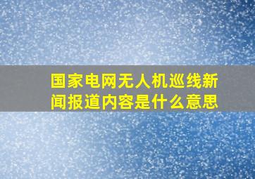 国家电网无人机巡线新闻报道内容是什么意思