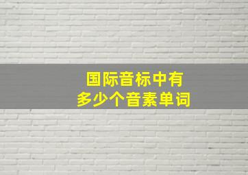 国际音标中有多少个音素单词