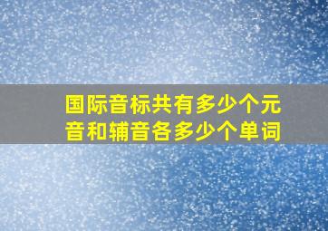 国际音标共有多少个元音和辅音各多少个单词