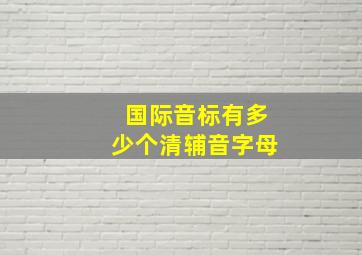 国际音标有多少个清辅音字母