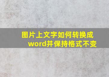 图片上文字如何转换成word并保持格式不变