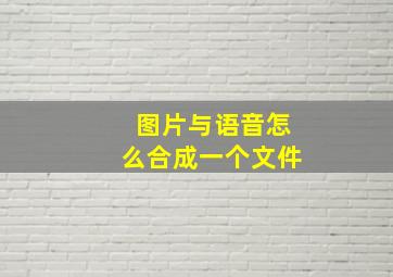 图片与语音怎么合成一个文件