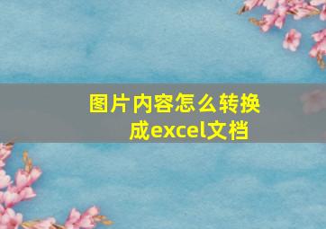 图片内容怎么转换成excel文档