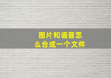 图片和语音怎么合成一个文件