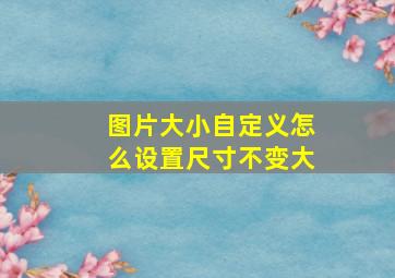 图片大小自定义怎么设置尺寸不变大