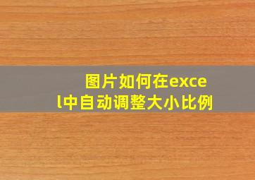 图片如何在excel中自动调整大小比例