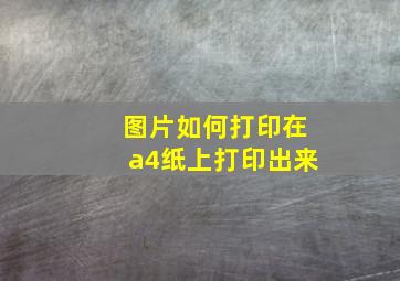 图片如何打印在a4纸上打印出来