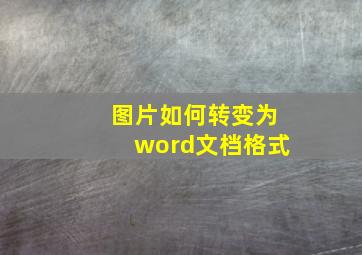 图片如何转变为word文档格式