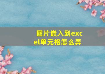 图片嵌入到excel单元格怎么弄