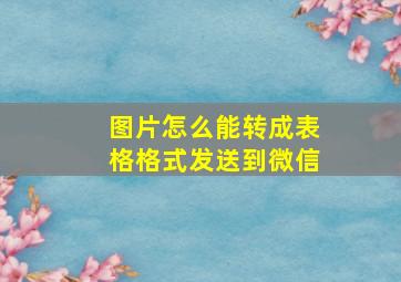 图片怎么能转成表格格式发送到微信