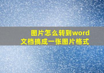 图片怎么转到word文档搞成一张图片格式