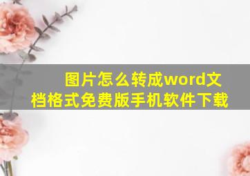 图片怎么转成word文档格式免费版手机软件下载