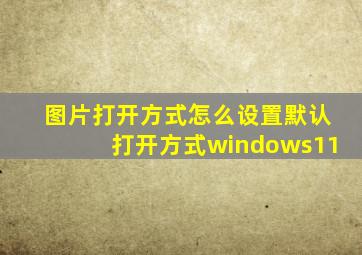 图片打开方式怎么设置默认打开方式windows11