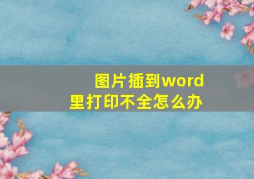 图片插到word里打印不全怎么办