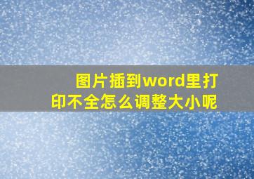 图片插到word里打印不全怎么调整大小呢