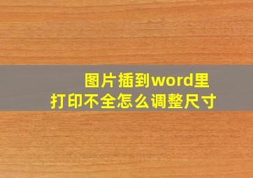 图片插到word里打印不全怎么调整尺寸