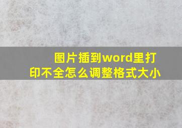 图片插到word里打印不全怎么调整格式大小