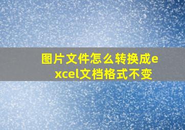 图片文件怎么转换成excel文档格式不变