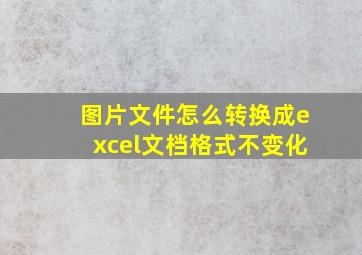 图片文件怎么转换成excel文档格式不变化