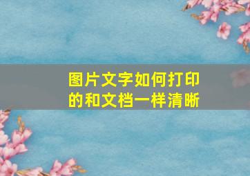 图片文字如何打印的和文档一样清晰