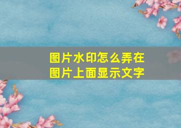 图片水印怎么弄在图片上面显示文字