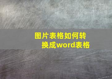 图片表格如何转换成word表格