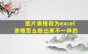 图片表格转为excel表格怎么做出来不一样的