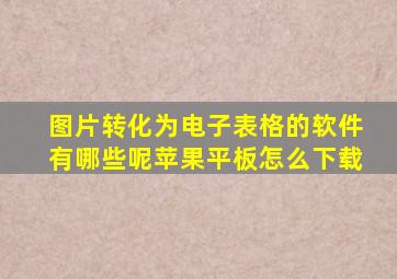 图片转化为电子表格的软件有哪些呢苹果平板怎么下载