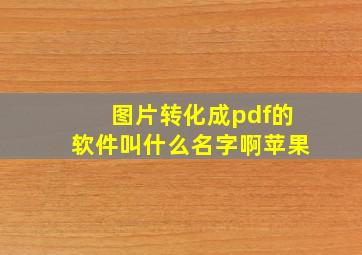 图片转化成pdf的软件叫什么名字啊苹果