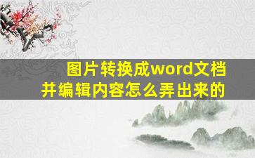 图片转换成word文档并编辑内容怎么弄出来的