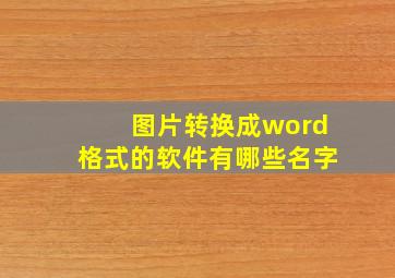 图片转换成word格式的软件有哪些名字