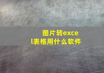 图片转excel表格用什么软件