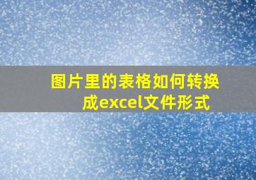 图片里的表格如何转换成excel文件形式