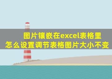 图片镶嵌在excel表格里怎么设置调节表格图片大小不变