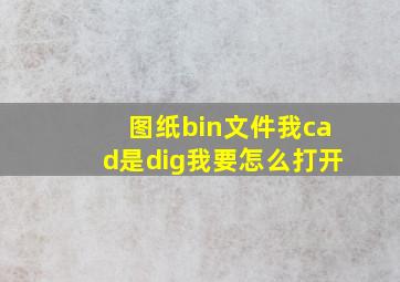 图纸bin文件我cad是dig我要怎么打开