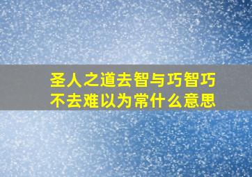 圣人之道去智与巧智巧不去难以为常什么意思