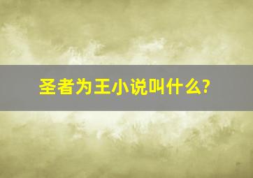 圣者为王小说叫什么?