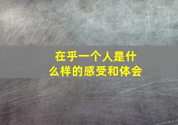 在乎一个人是什么样的感受和体会