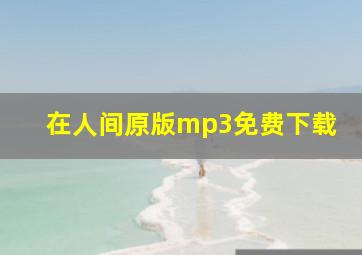 在人间原版mp3免费下载