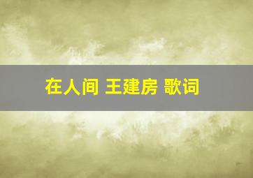 在人间 王建房 歌词