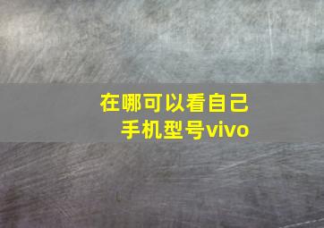 在哪可以看自己手机型号vivo