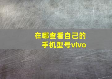 在哪查看自己的手机型号vivo