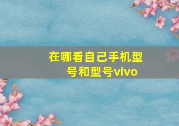 在哪看自己手机型号和型号vivo