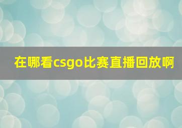 在哪看csgo比赛直播回放啊