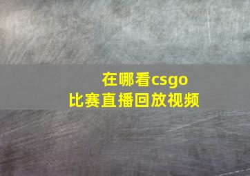 在哪看csgo比赛直播回放视频