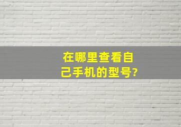 在哪里查看自己手机的型号?