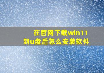 在官网下载win11到u盘后怎么安装软件