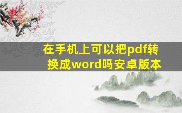 在手机上可以把pdf转换成word吗安卓版本